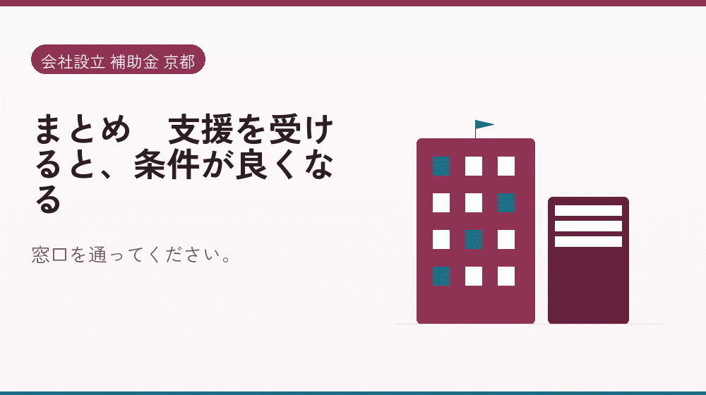 まとめ｜支援を受けると、条件が良くなる｜会社設立の補助金と支援