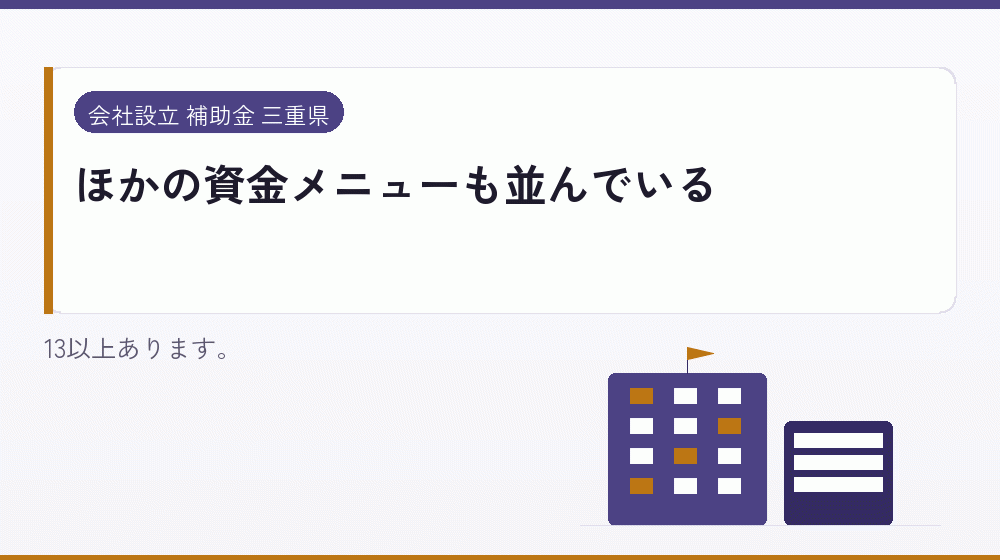 ほかの資金メニューも並んでいる｜会社設立の補助金と支援