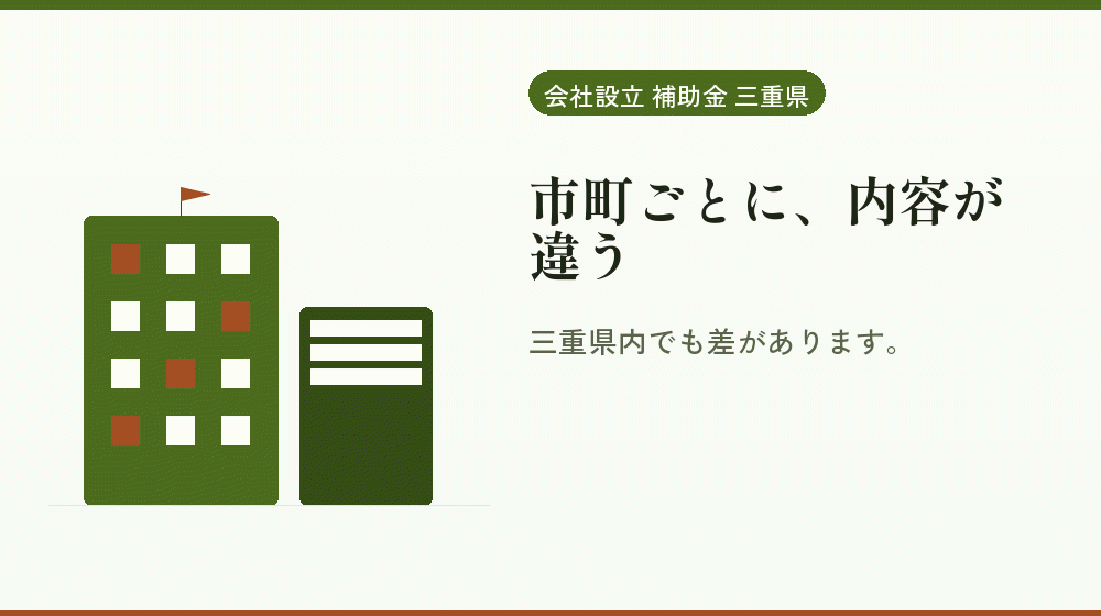 市町ごとに、内容が違う｜会社設立の補助金と支援