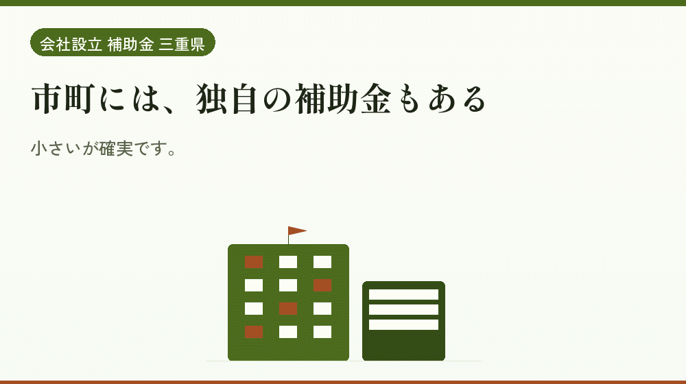 市町には、独自の補助金もある｜会社設立の補助金と支援
