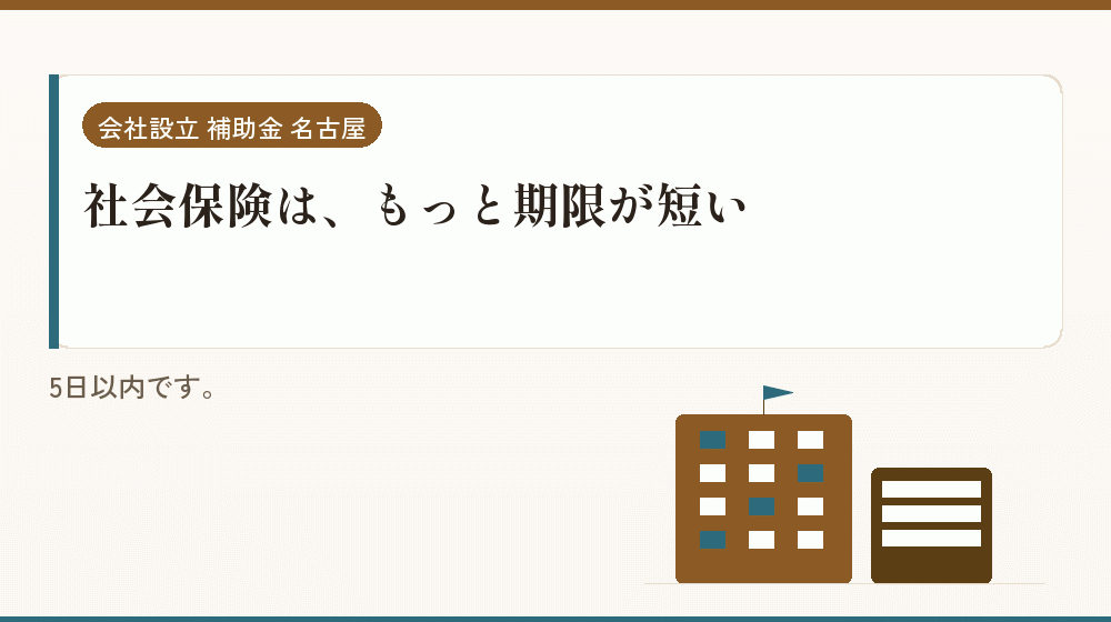 社会保険は、もっと期限が短い|会社設立の補助金と支援