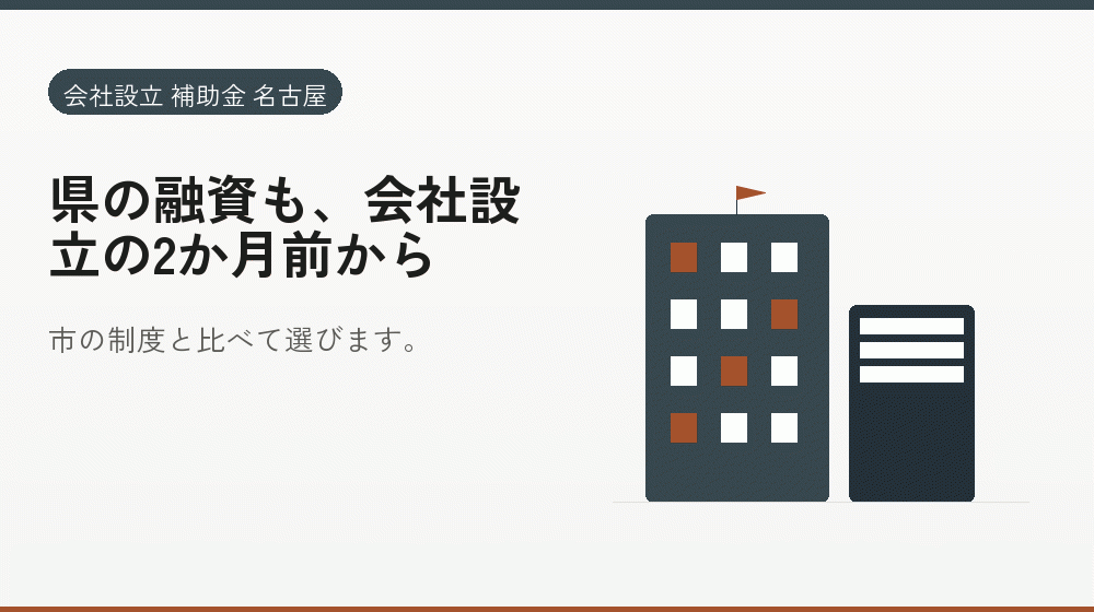 県の融資も、会社設立の2か月前から｜会社設立の補助金と支援