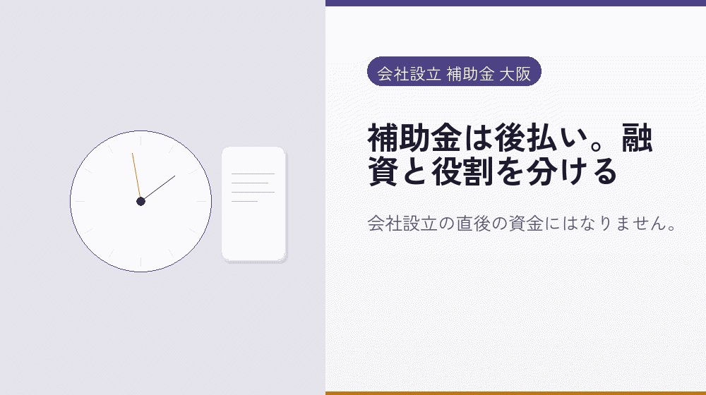 補助金は後払い。融資と役割を分ける｜会社設立の補助金と支援