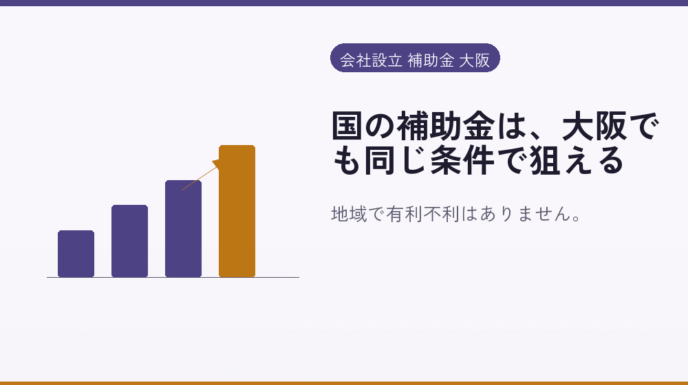 国の補助金は、大阪でも同じ条件で狙える｜会社設立の補助金と支援