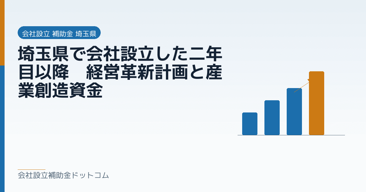埼玉県で会社設立した二年目以降|経営革新計画と産業創造資金|会社設立の補助金と支援の解説