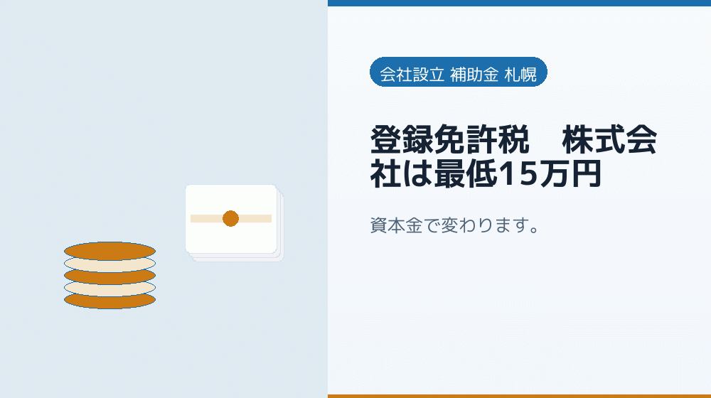 登録免許税｜株式会社は最低15万円｜会社設立の補助金と支援