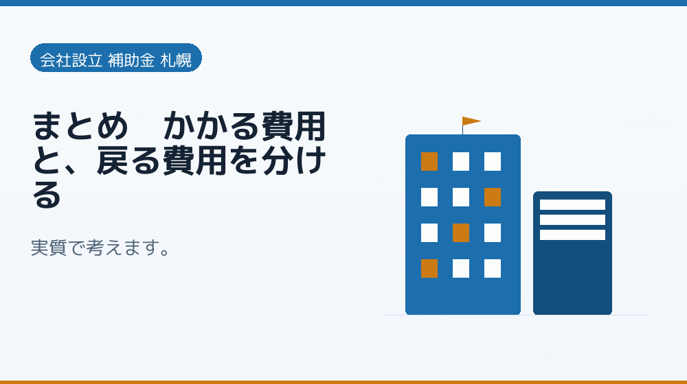 まとめ｜かかる費用と、戻る費用を分ける｜会社設立の補助金と支援