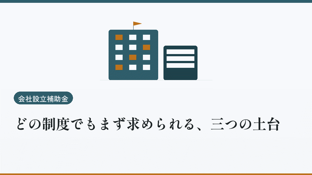 どの制度でもまず求められる、三つの土台｜会社設立の補助金と支援