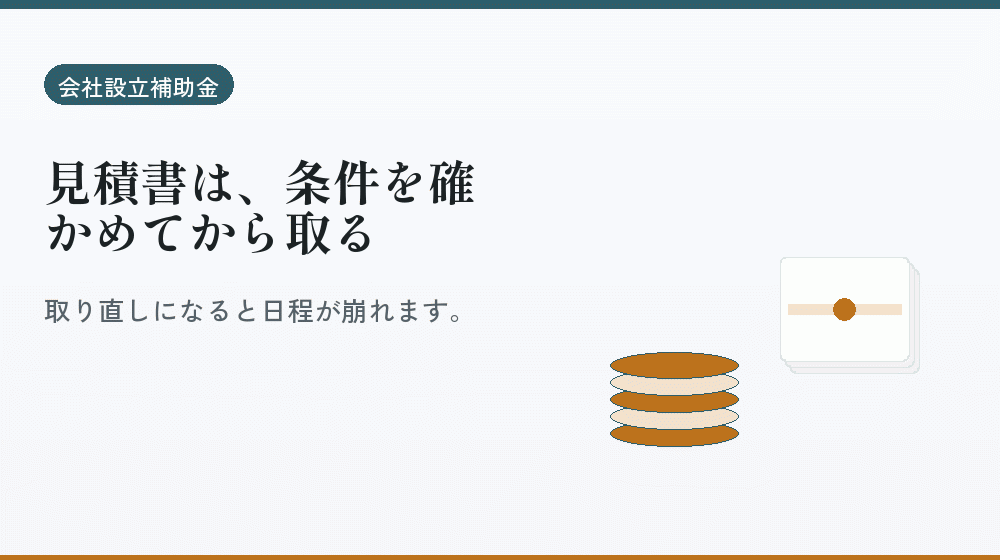 見積書は、条件を確かめてから取る｜会社設立の補助金と支援