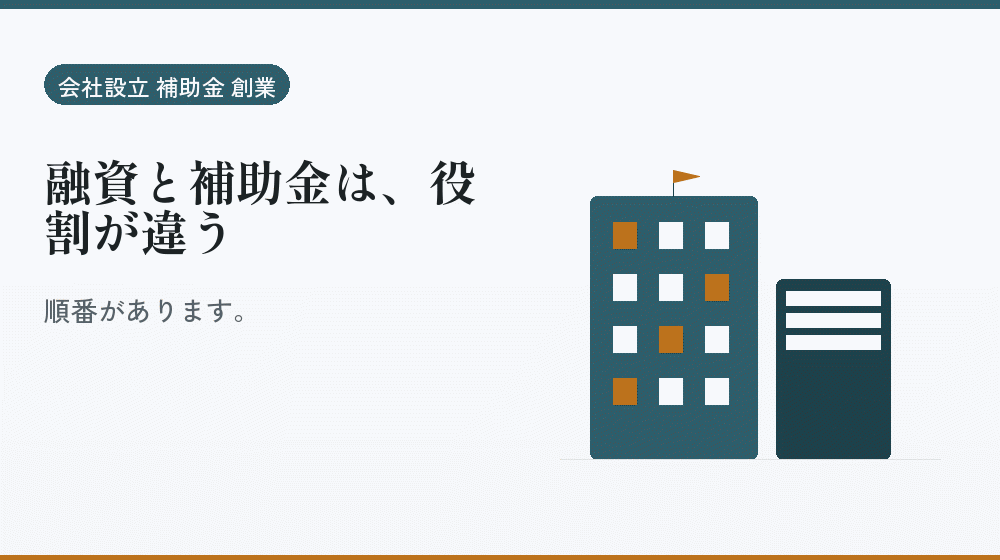 融資と補助金は、役割が違う|会社設立の補助金と支援
