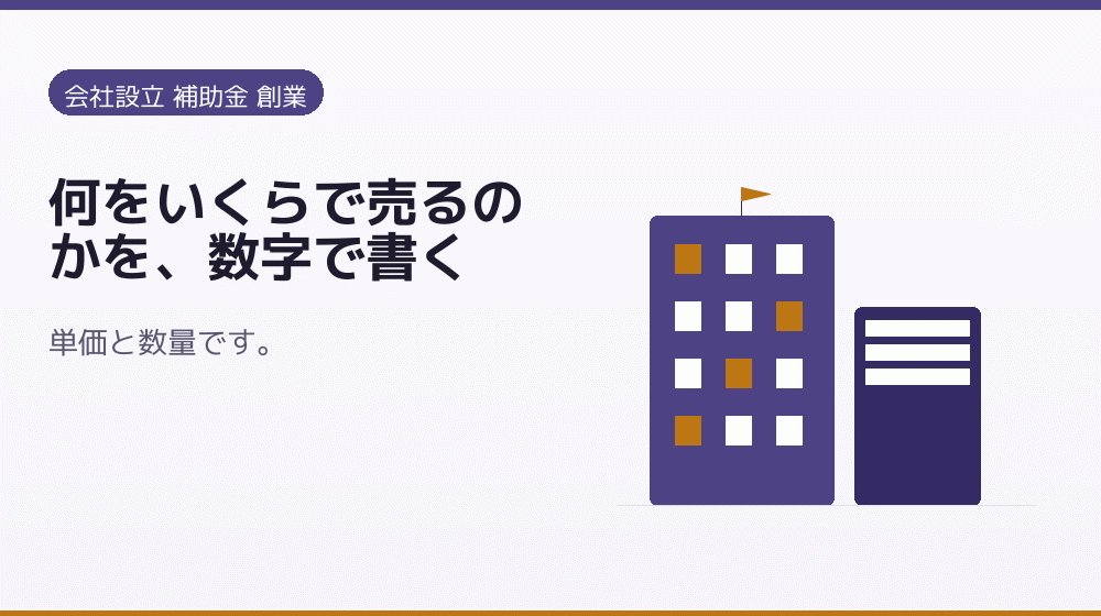 何をいくらで売るのかを、数字で書く|会社設立の補助金と支援
