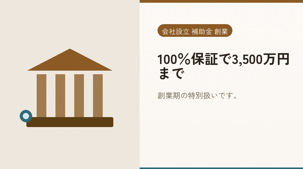 100％保証で3,500万円まで｜会社設立の補助金と支援
