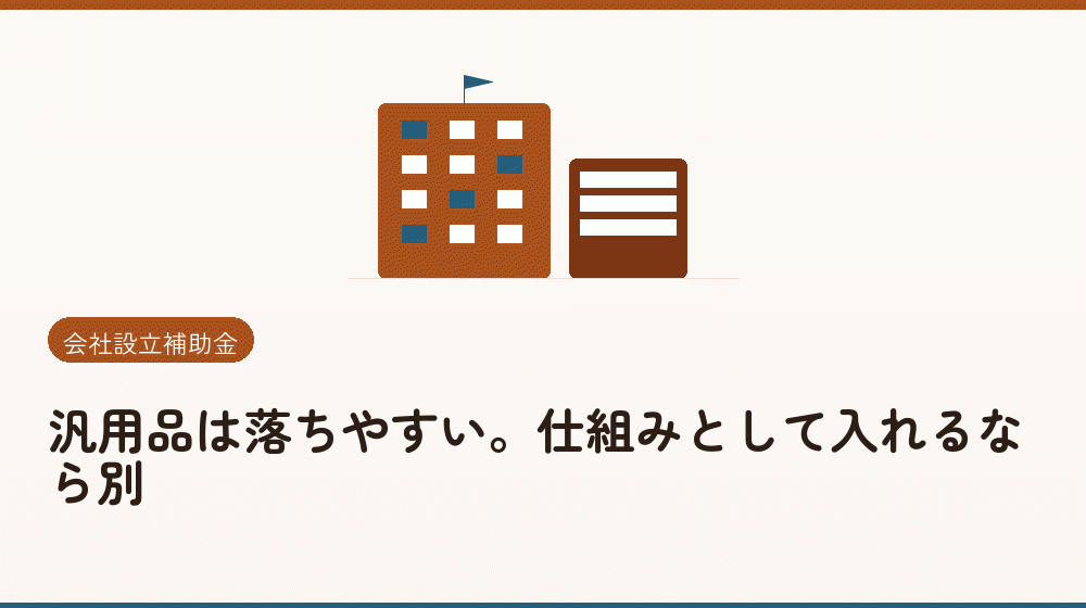 汎用品は落ちやすい。仕組みとして入れるなら別｜会社設立の補助金と支援
