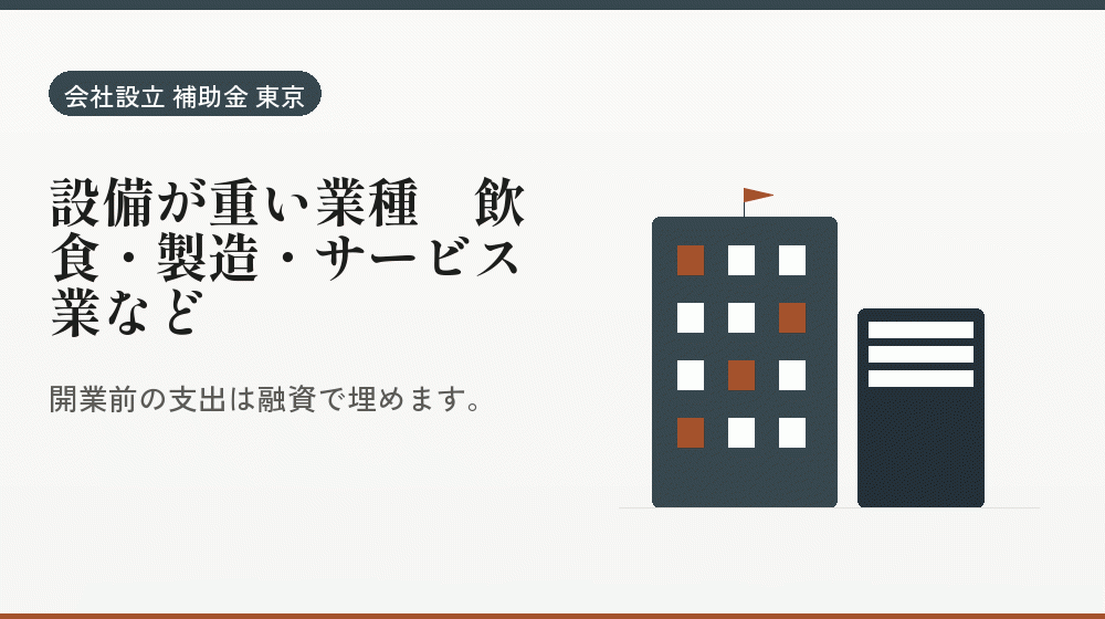 設備が重い業種｜飲食・製造・サービス業など｜会社設立の補助金と支援