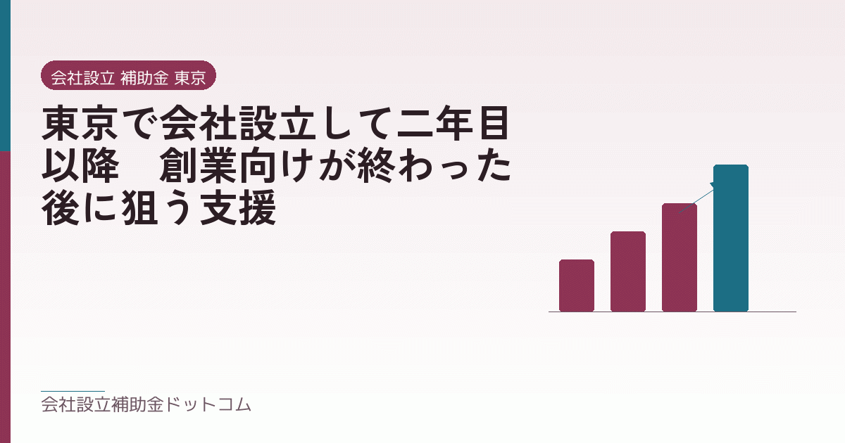 東京で会社設立して二年目以降｜創業向けが終わった後に狙う支援｜会社設立の補助金と支援の解説