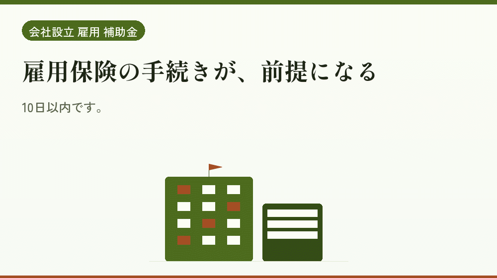 雇用保険の手続きが、前提になる|会社設立の補助金と支援