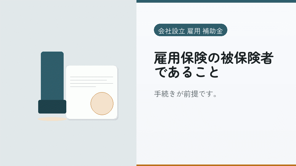 雇用保険の被保険者であること｜会社設立の補助金と支援