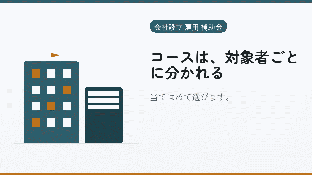 コースは、対象者ごとに分かれる｜会社設立の補助金と支援
