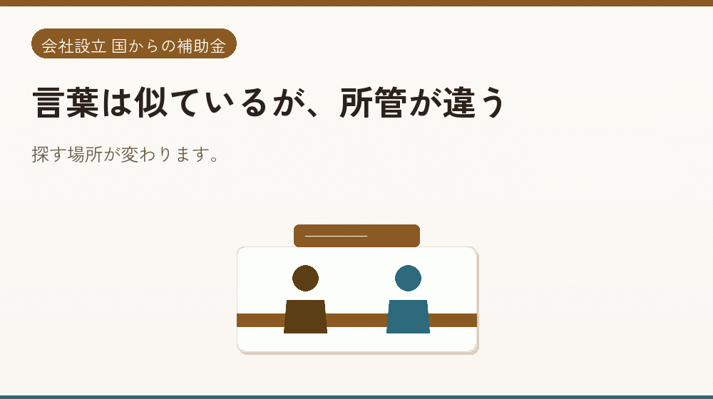 言葉は似ているが、所管が違う｜会社設立の補助金と支援