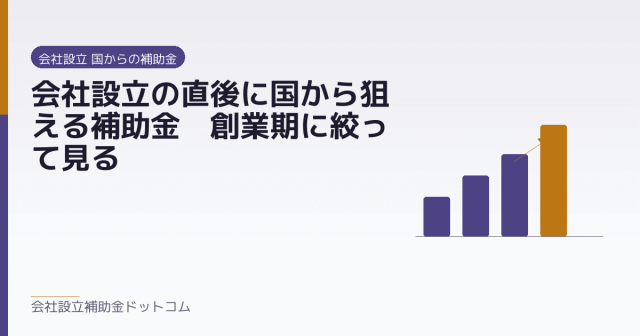 会社設立の直後に国から狙える補助金|創業期に絞って見る|会社設立の補助金と支援の解説