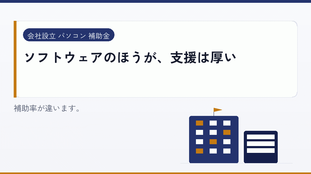 ソフトウェアのほうが、支援は厚い｜会社設立の補助金と支援