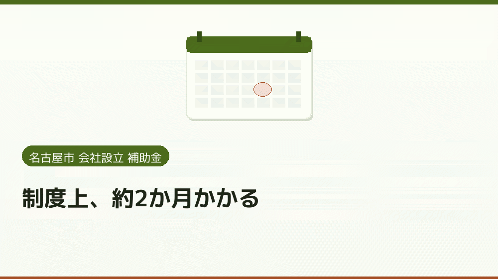 制度上、約2か月かかる|会社設立の補助金と支援