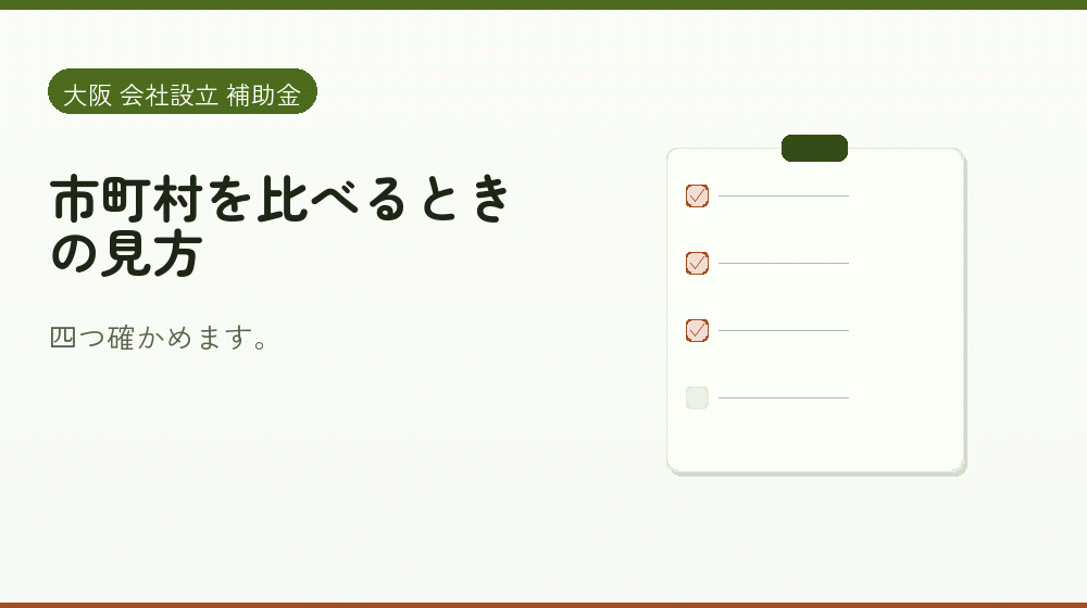 市町村を比べるときの見方｜会社設立の補助金と支援