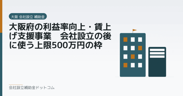 大阪府の利益率向上・賃上げ支援事業｜会社設立の後に使う上限500万円の枠｜会社設立の補助金と支援の解説