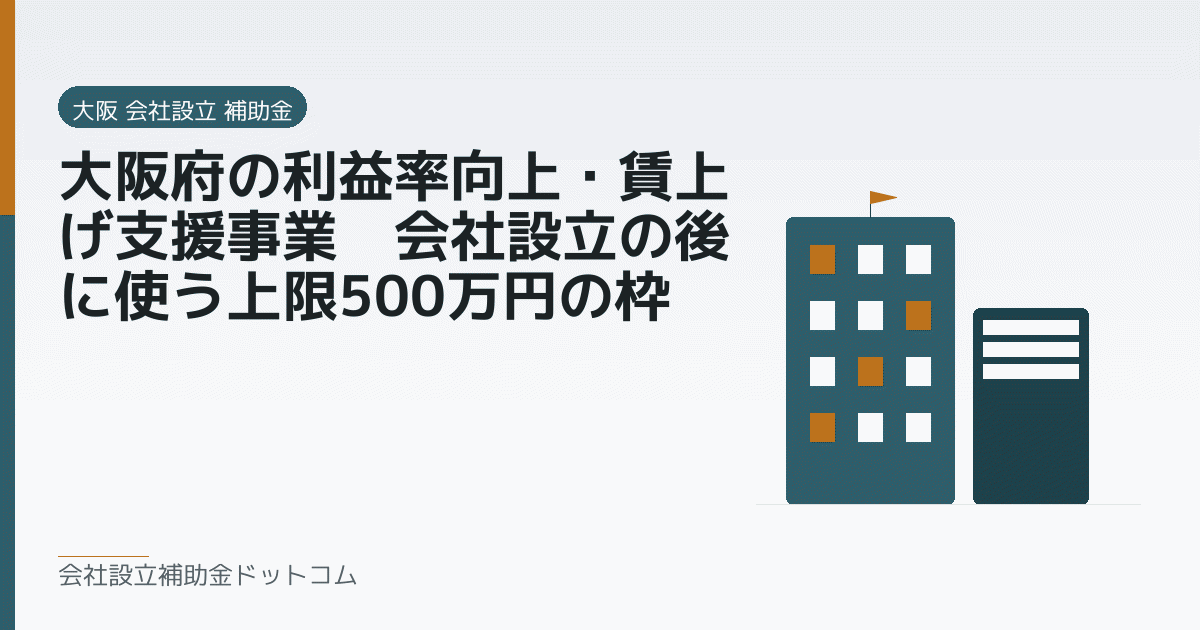大阪府の利益率向上・賃上げ支援事業｜会社設立の後に使う上限500万円の枠｜会社設立の補助金と支援の解説