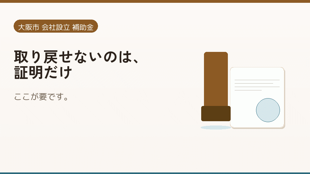 取り戻せないのは、証明だけ｜会社設立の補助金と支援