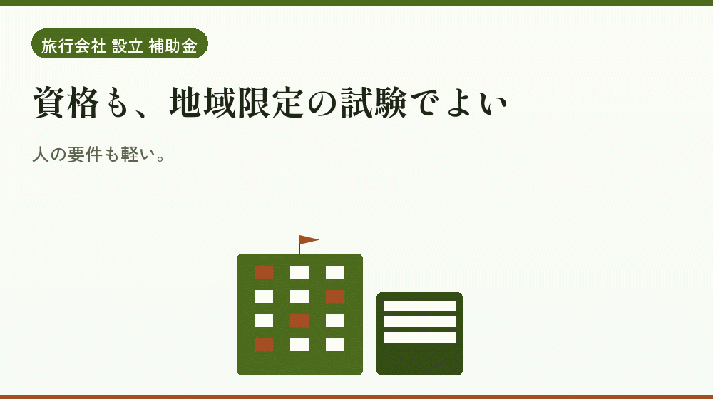 資格も、地域限定の試験でよい｜会社設立の補助金と支援