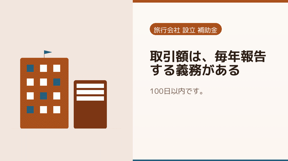 取引額は、毎年報告する義務がある｜会社設立の補助金と支援