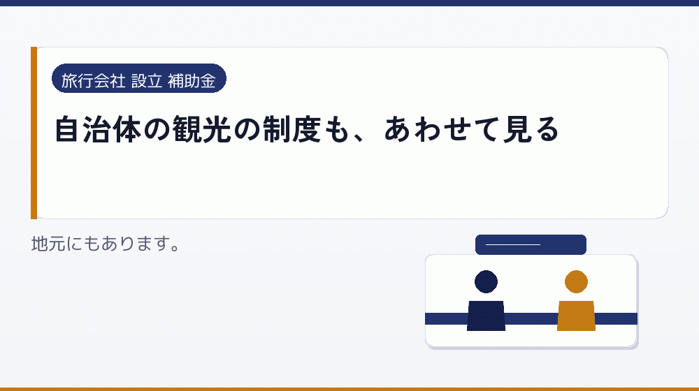 自治体の観光の制度も、あわせて見る｜会社設立の補助金と支援