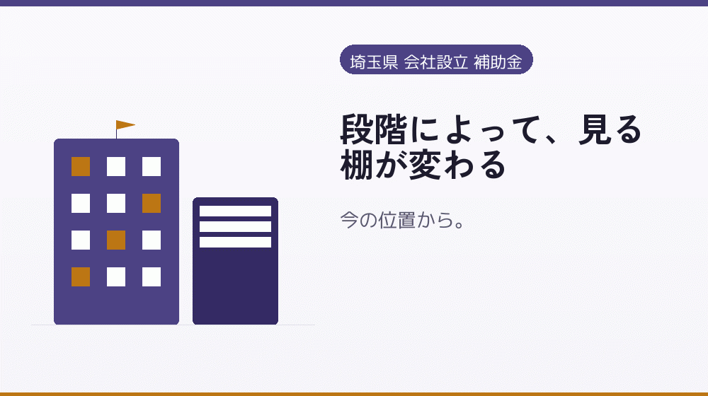 段階によって、見る棚が変わる｜会社設立の補助金と支援
