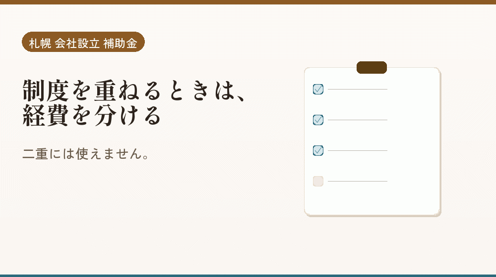 制度を重ねるときは、経費を分ける｜会社設立の補助金と支援
