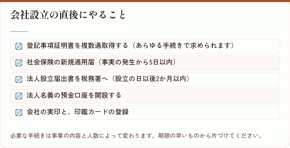 会社設立の直後にやること｜会社設立の補助金