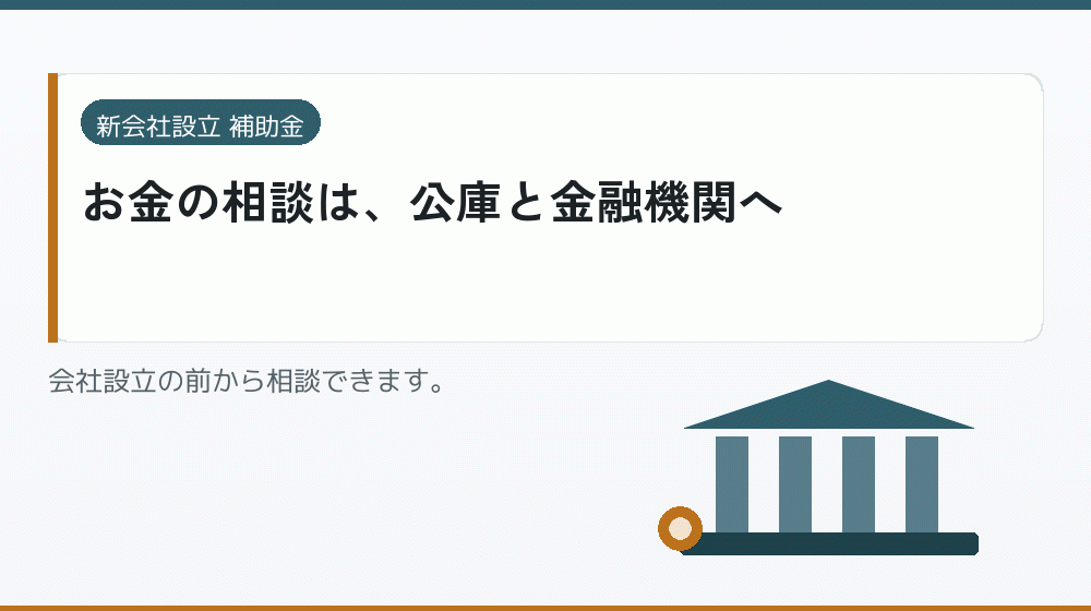 お金の相談は、公庫と金融機関へ｜会社設立の補助金と支援