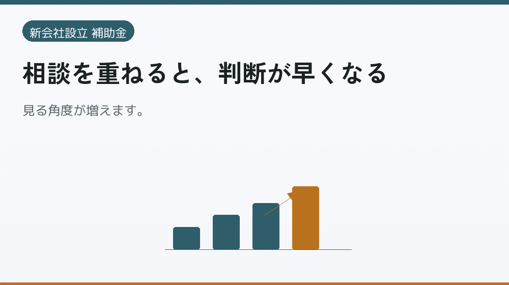 相談を重ねると、判断が早くなる｜会社設立の補助金と支援