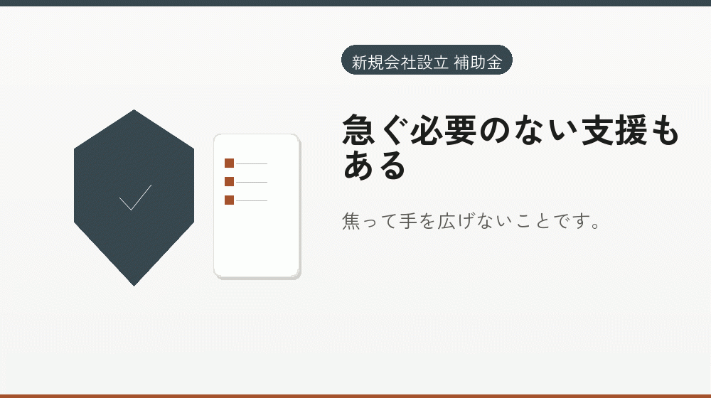 急ぐ必要のない支援もある｜会社設立の補助金と支援