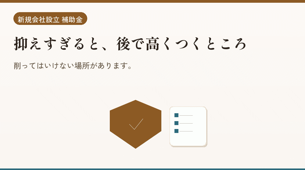抑えすぎると、後で高くつくところ｜会社設立の補助金と支援