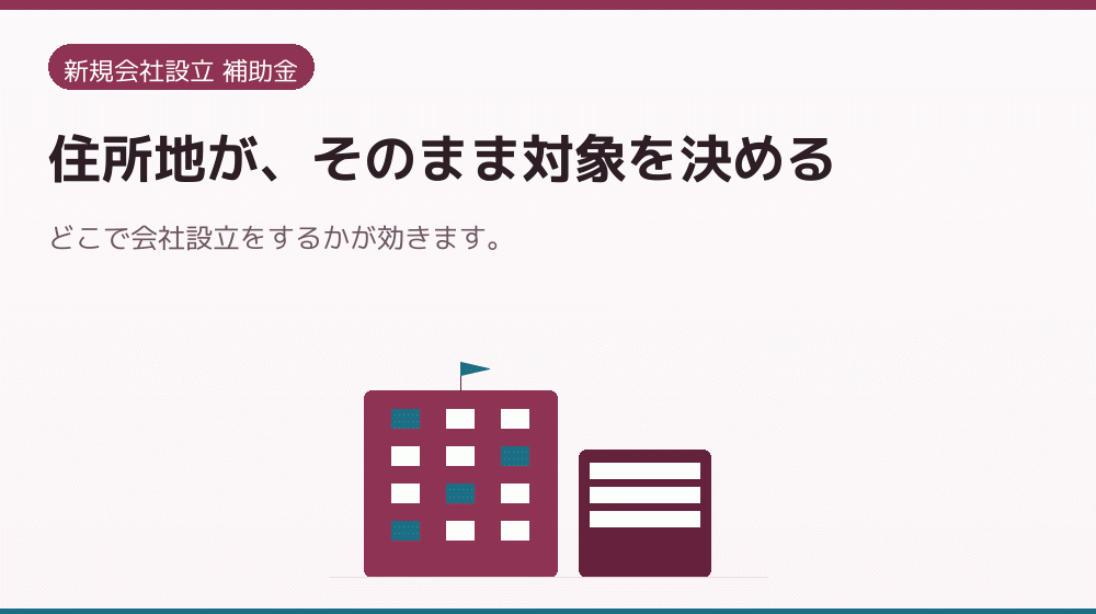 住所地が、そのまま対象を決める｜会社設立の補助金と支援