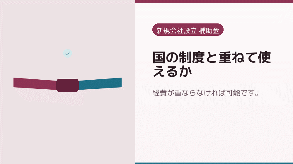 国の制度と重ねて使えるか｜会社設立の補助金と支援