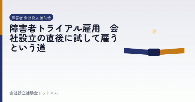 障害者トライアル雇用｜会社設立の直後に試して雇うという道｜会社設立の補助金と支援の解説
