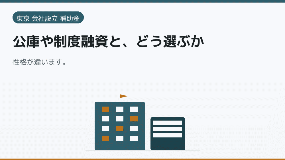 公庫や制度融資と、どう選ぶか｜会社設立の補助金と支援