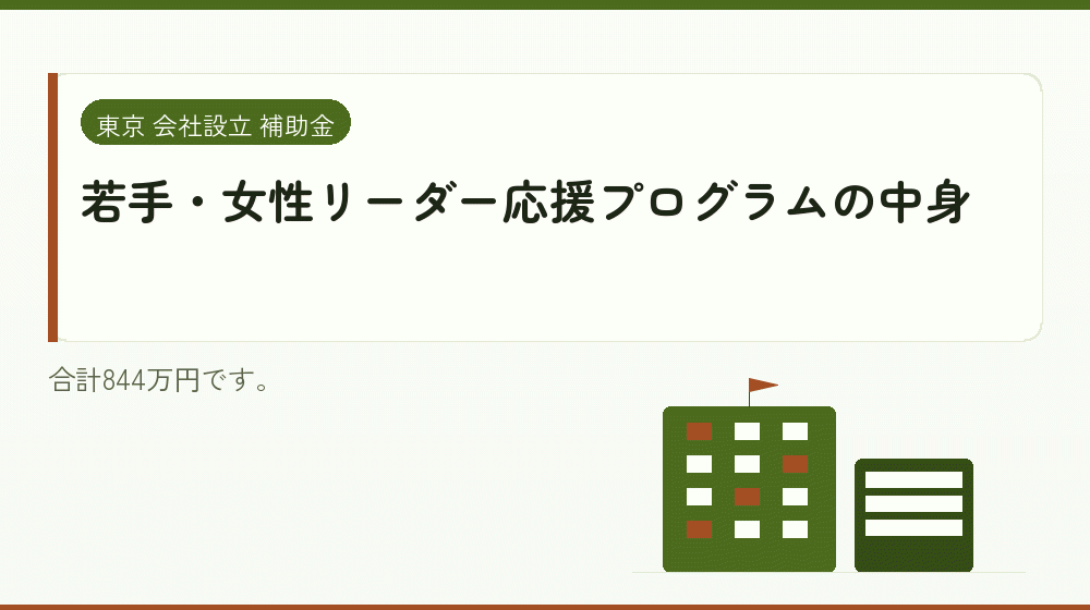 若手・女性リーダー応援プログラムの中身|会社設立の補助金と支援