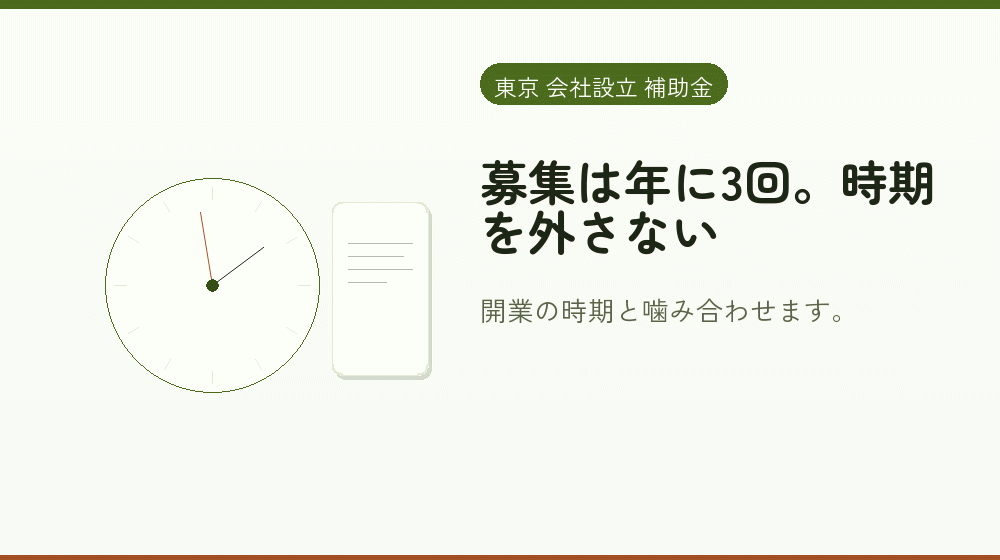 募集は年に3回。時期を外さない|会社設立の補助金と支援