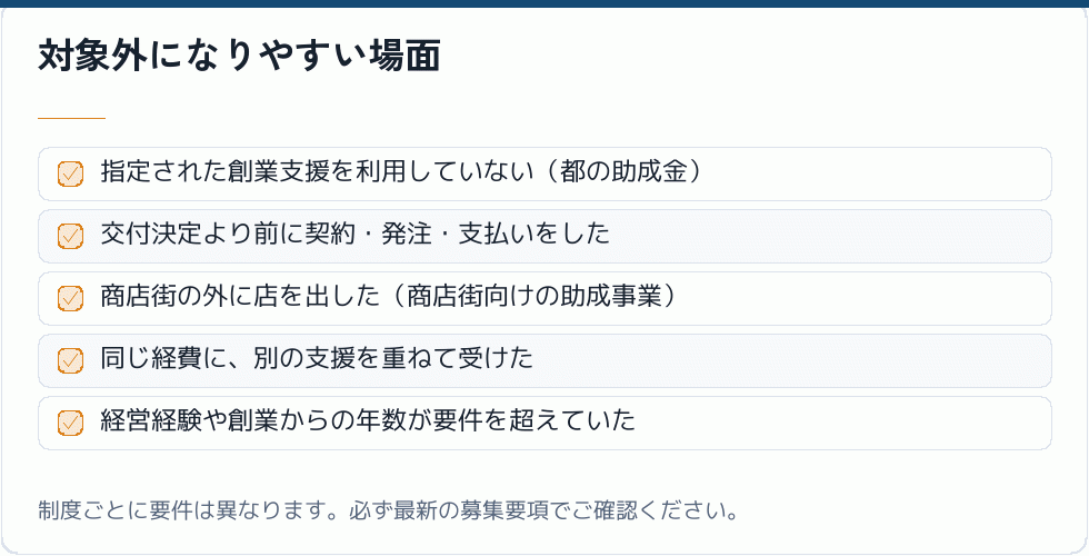 補助金の対象外になりやすい場面